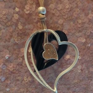 Black and Gold Heart Pendant Necklace
